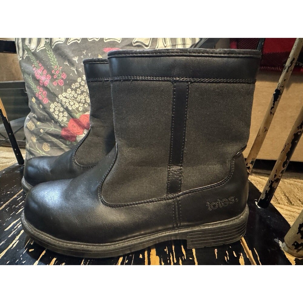 Totes Stadium Mens Thermolite Insulated Zippered Winter Boots Size 8 Waterproof